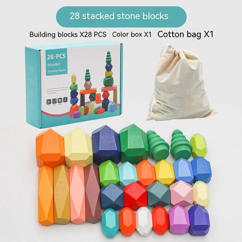 Montessori Wooden Stone Blocks
