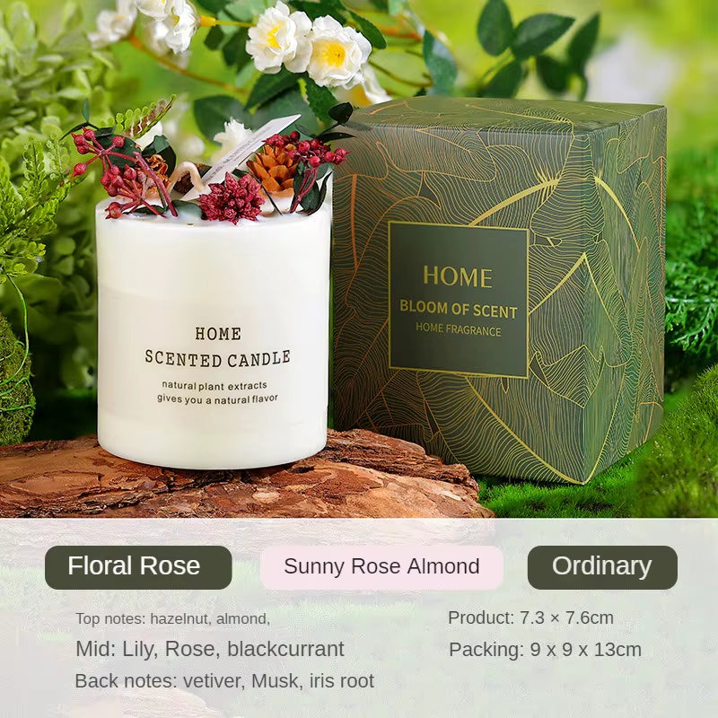 Floral Art Aromatherapy Candle Companion Gift True Flower Aromatherapy Bedroom Ornament Eternal Life Flower Candle Birthday Gift