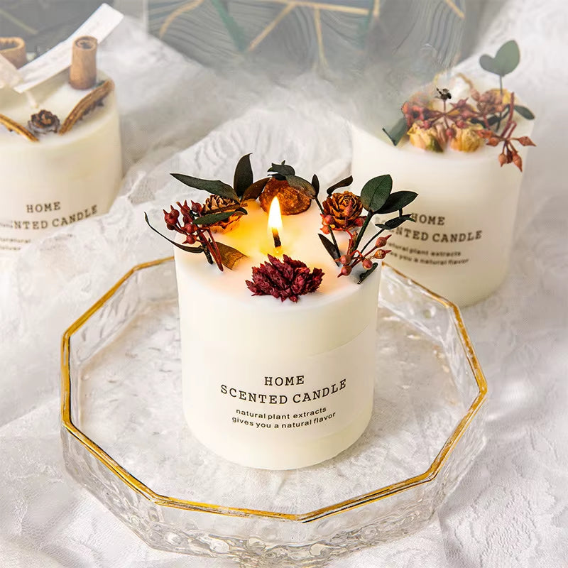 Floral Art Aromatherapy Candle Companion Gift True Flower Aromatherapy Bedroom Ornament Eternal Life Flower Candle Birthday Gift