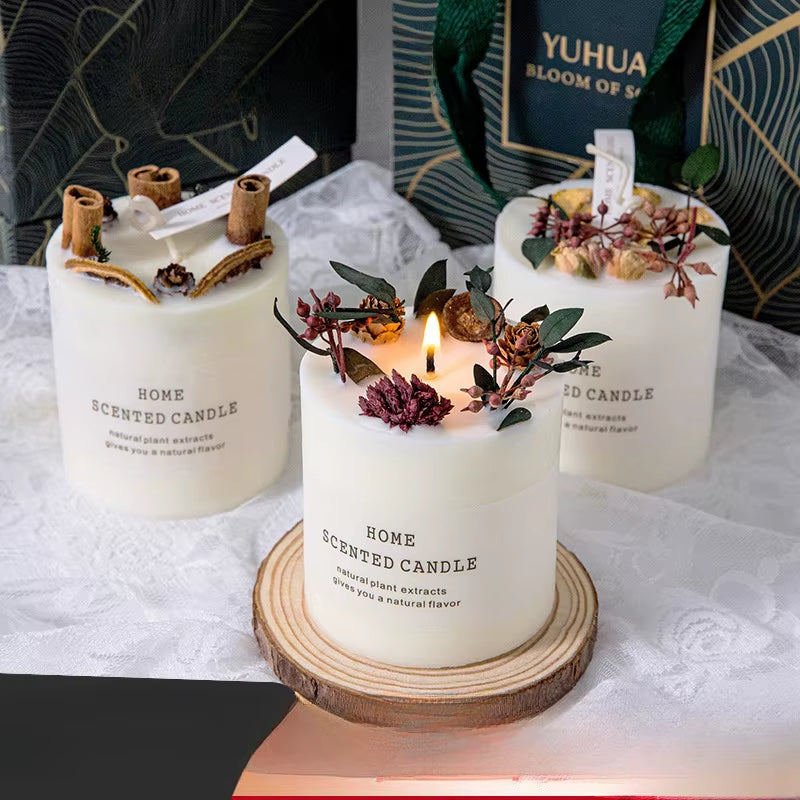 Floral Art Aromatherapy Candle Companion Gift True Flower Aromatherapy Bedroom Ornament Eternal Life Flower Candle Birthday Gift